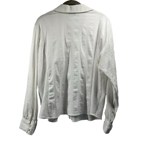 Talbots Plus Women's Top 18W Button Up Solid White Shirt Blouse Square Buttons - Picture 10 of 12